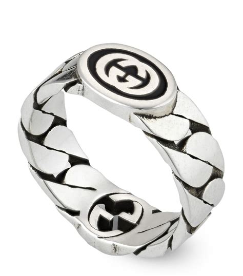 gucci ladies silver rings|interlocking g ring in silver.